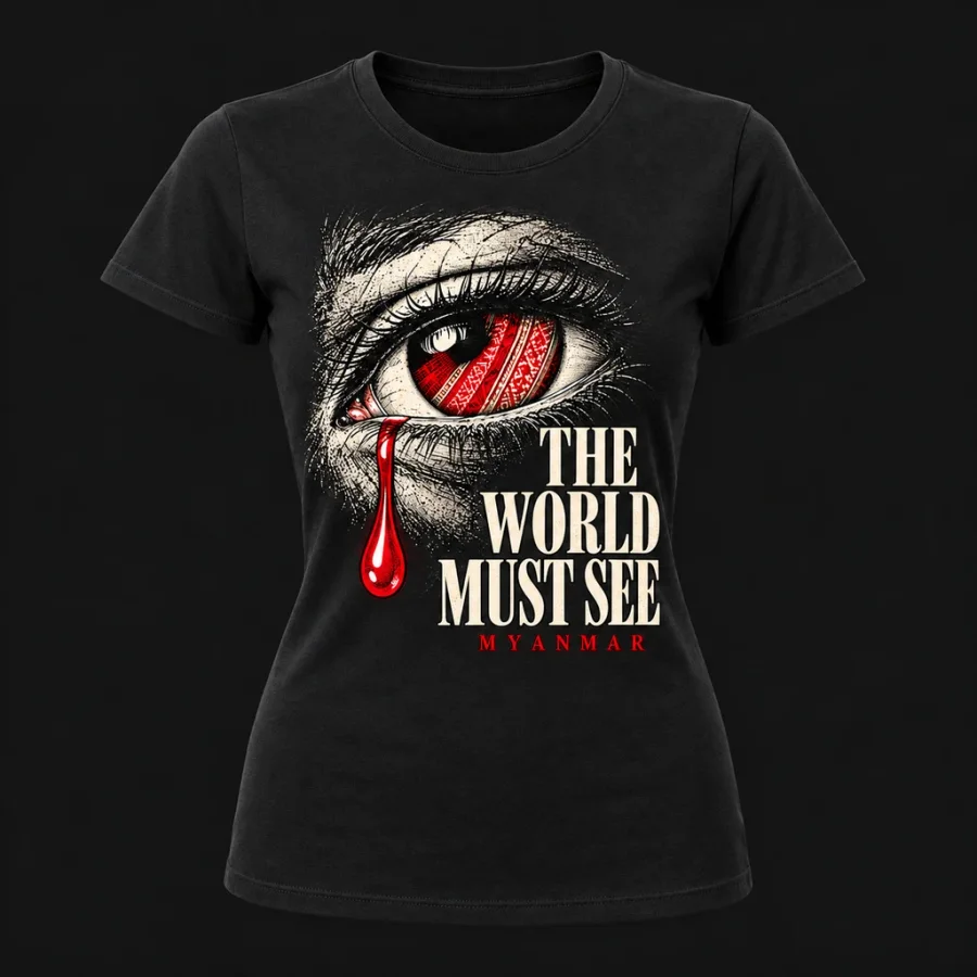 The World Must See — Women’s fitted, Black, front view