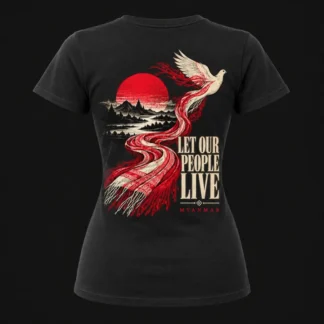 Let Our People Live — Women’s fitted, Black, back view